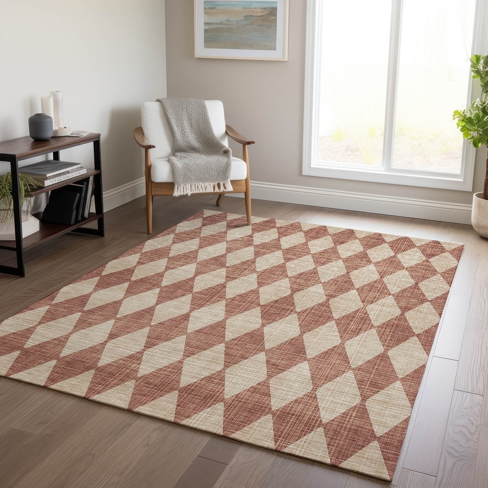 Machine Washable Indoor/ Outdoor Chantille Diamond Argyle Rug