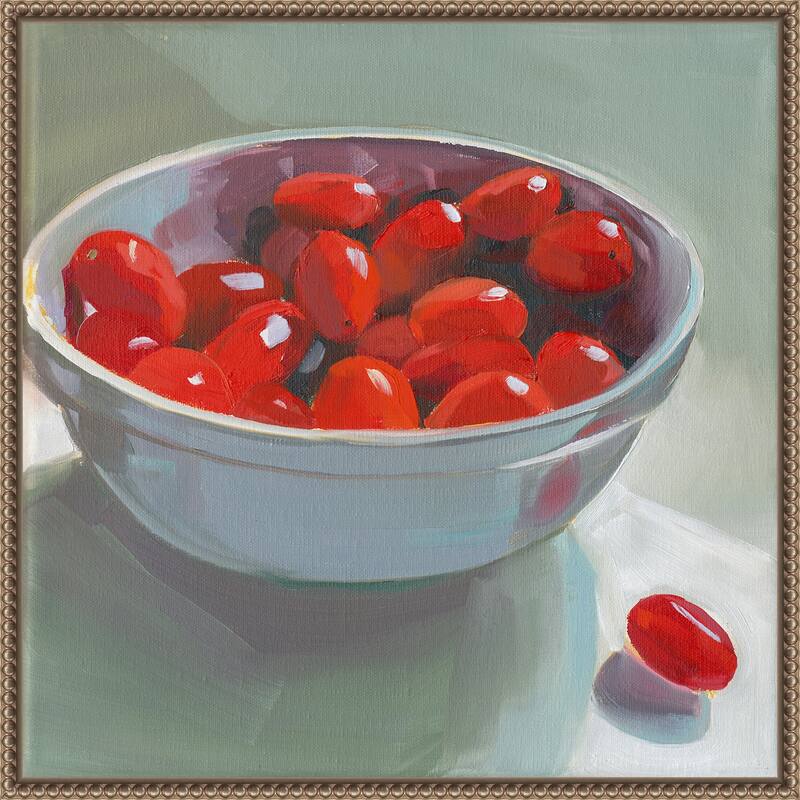 Cherry Tomatoes by Jenny Westenhofer (22 x 22 in.), Framed Canvas Wall Art Print