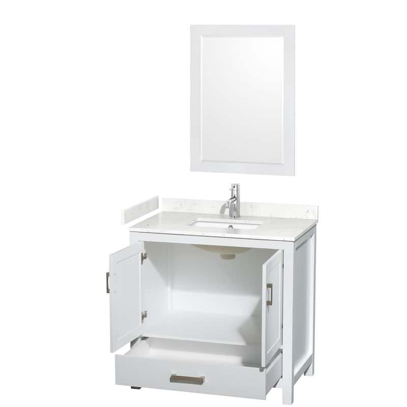 Sheffield Single Bathroom Vanity Set, Cultured Top, 24-Inch Mirror