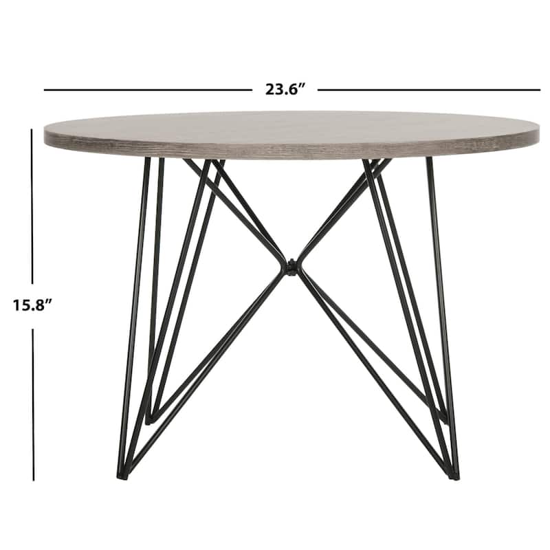 SAFAVIEH Glennis Mid-Century Modern Light Grey / Black End Table - 23.6" x 23.6" x 15.8" - 24Wx24Dx16H
