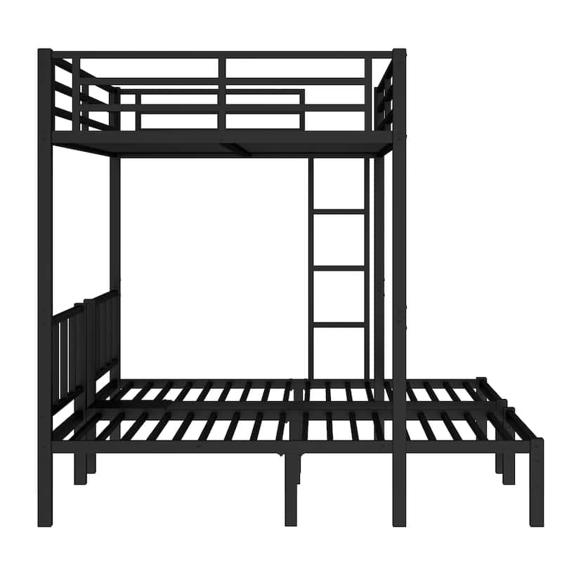 GDFStudio - Bellamy Metal Triple Bunk Bed with Safety Guardrails and Space-Saving Design