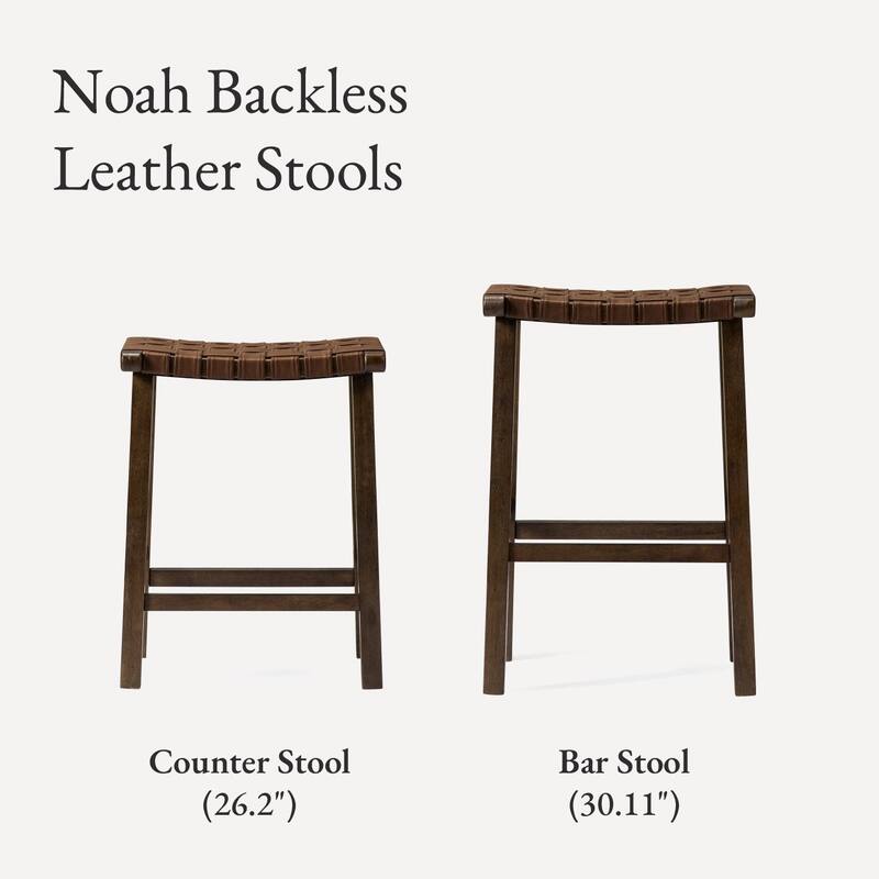 Maven Lane Noah Backless Kitchen Dining Stool with Vegan Leather