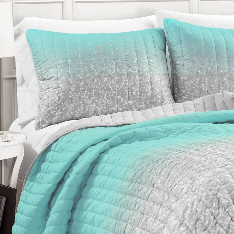 Lush Decor Glitter Ombre Metallic Print Quilt Set