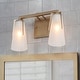 preview thumbnail 17 of 22, Modern Glam 2/3/4-Lights Gold Bathroom Vanity Lights Dimmable Frosted Funnel Glass Wall Sconces 2 lights- L14" x W5.5" x H8.5"
