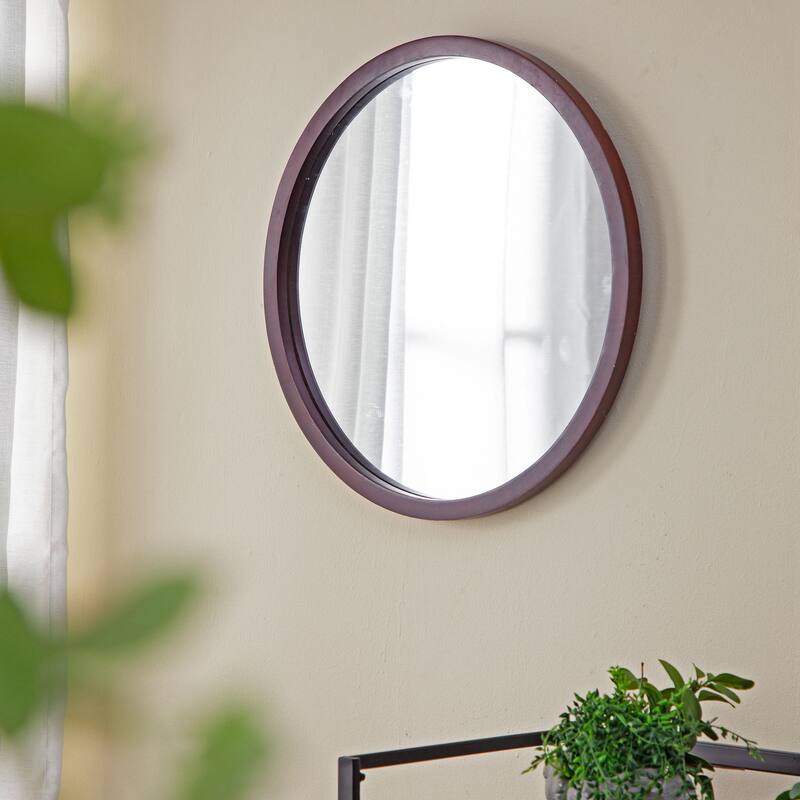 20" x 20" Circle Wall Mirror with Wooden Frame
