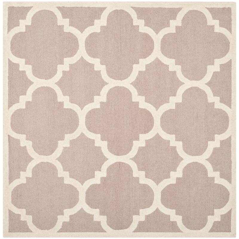 SAFAVIEH Handmade Cambridge Gullveig Modern Moroccan Wool Rug - 8' Square - Beige/Ivory
