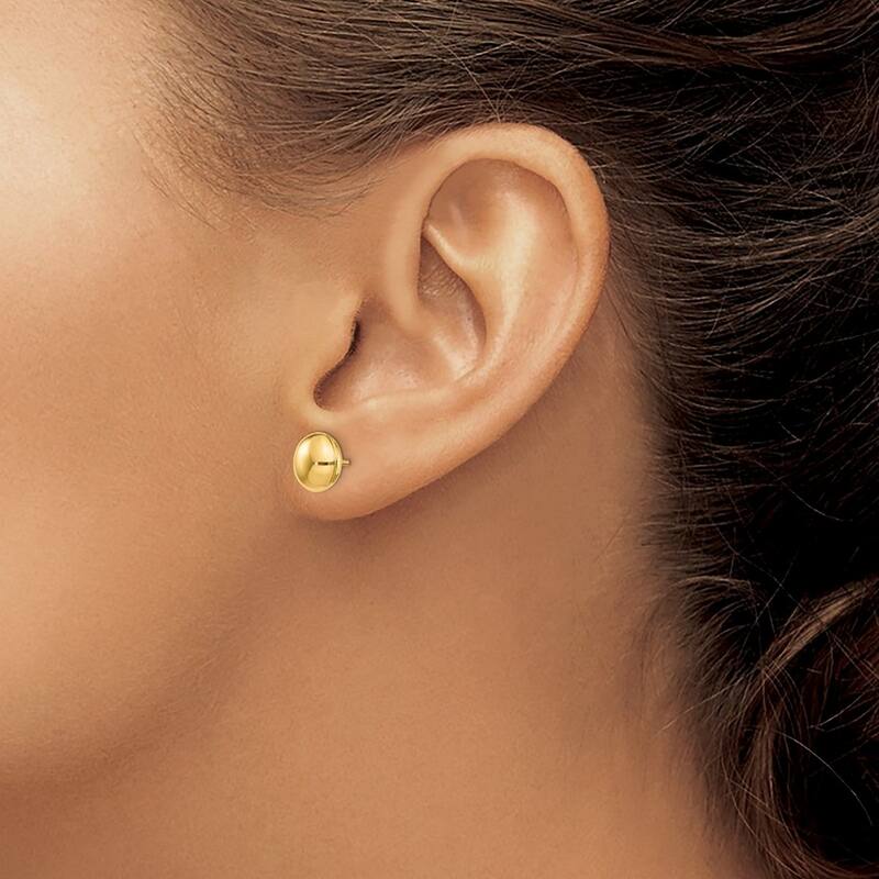 Curata 14k Yellow Gold Polished 8mm Button Post Earrings