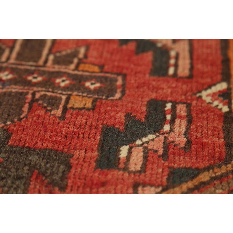 Hand Knotted Oriental 100% Wool Carpet Traditional Geometric Brown Ardebil Runner Rug - 10' 5'' X 3' 7''