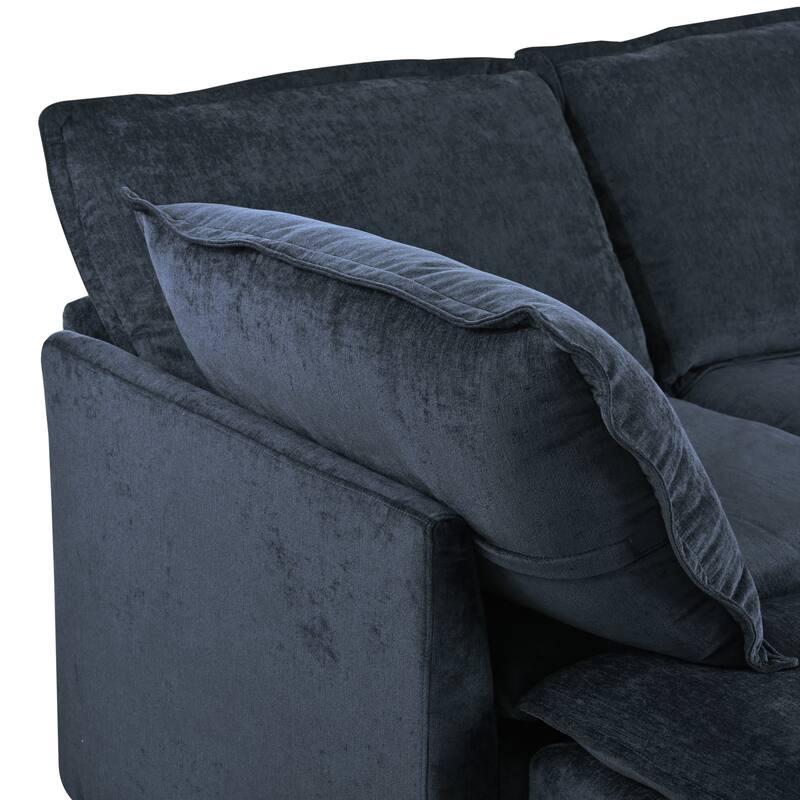 Versatile 8-Piece Modular Sofa Bed with Under-Seat Storage & Movable Ottomans