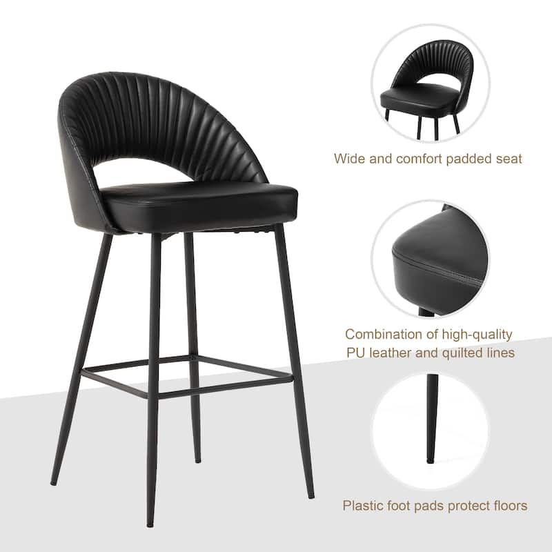 Glitzhome Modern Quilted Leatherette Tapered Legs Bar Stools Set of 4 or 6