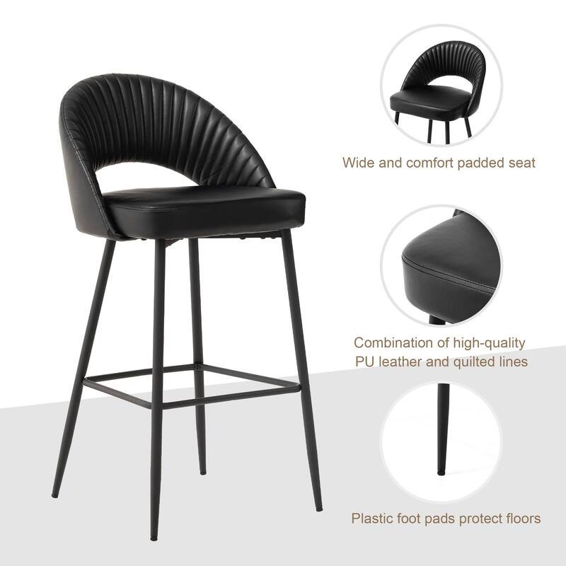 Glitzhome Set of 3 Leatherette Adjustable Swivel Bar Stool Pub Table Set
