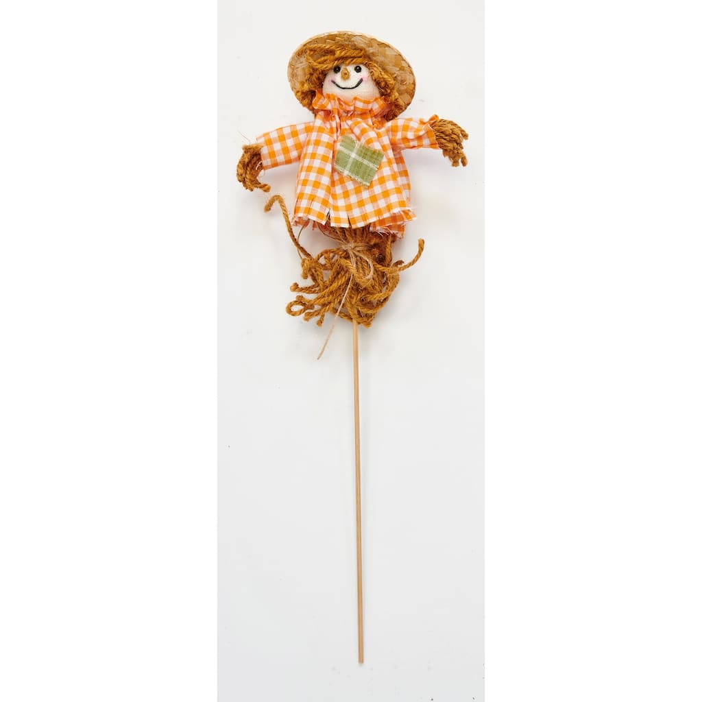 6" Harvest Scarecrow on a 9.5" Wooden Pick, Set of 3