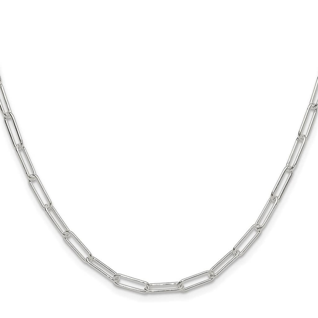 Curata 925 Sterling Silver Polished 3.5mm Paperclip Chain Necklace Options: 16 18 20 22 24