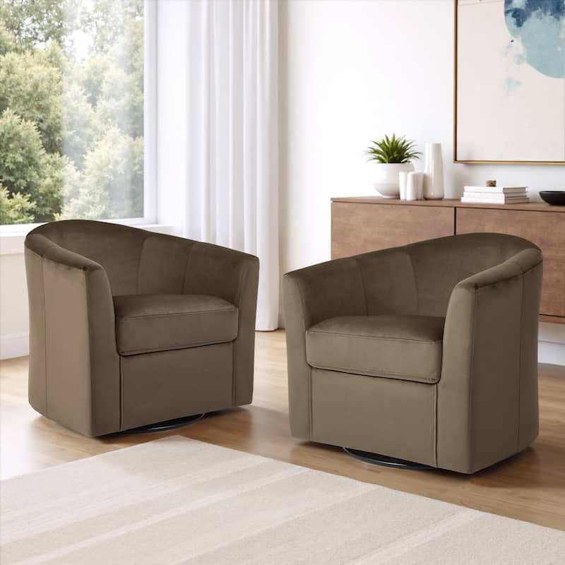 Modern 29"W Upholstered Swivel Barrel Chair for Living Room - Coffee