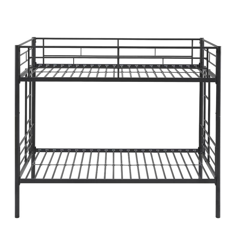 VECELO Twin Over Twin Metal Bunk Bed Frame for Kids Teens, Heavy Duty Noise-Free Platform Bed, Storage Space