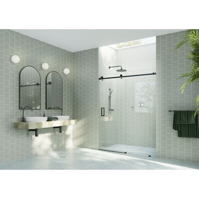 Glass Warehouse 60 in. x 78 in. Sliding Frameless Shower Door with Square Hardware