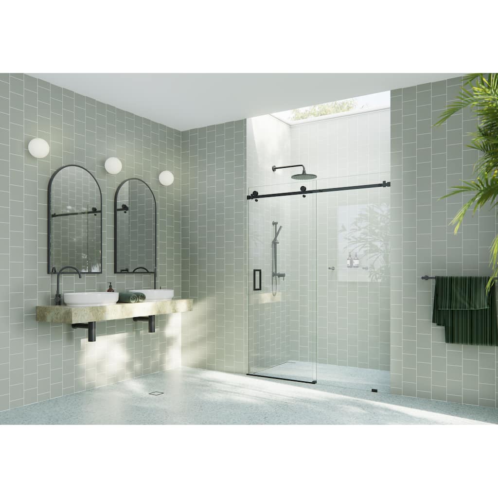 Glass Warehouse 72 in. x 78 in. Sliding Frameless Shower Door with Square Hardware