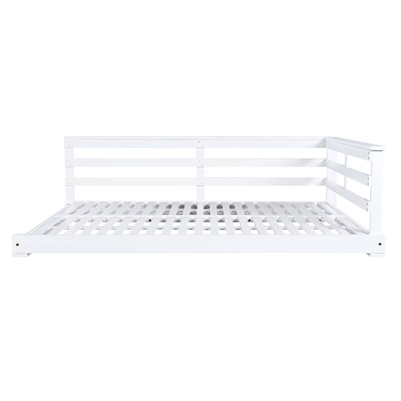 Acacia Wood Porch Swing Bed for Outdoor with Hemp Ropes - Full Size Hanging Bed, 350lbs Capacity, Open-Side Minimalist Design