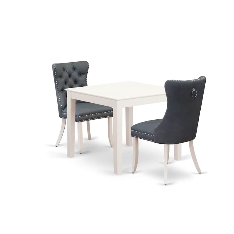 East West Furniture Dinette Set Includes a Square Kitchen Dining Table and Upholstered Chairs, Linen White (Pieces Options)