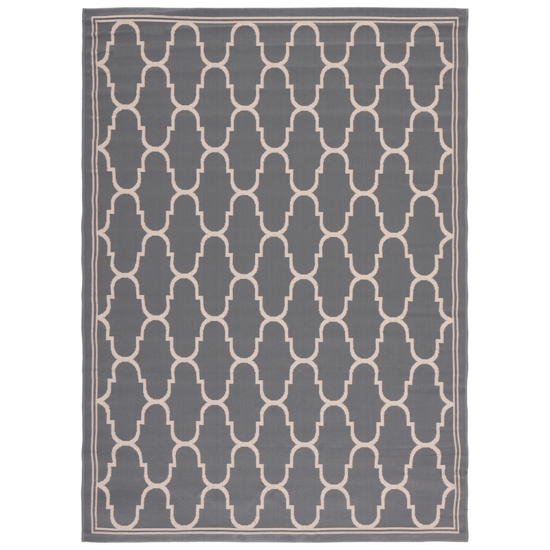 SAFAVIEH Courtyard Sufia Waterproof Trellis Backyard Patio Rug - 6'7" x 9'6" - Anthracite/Beige