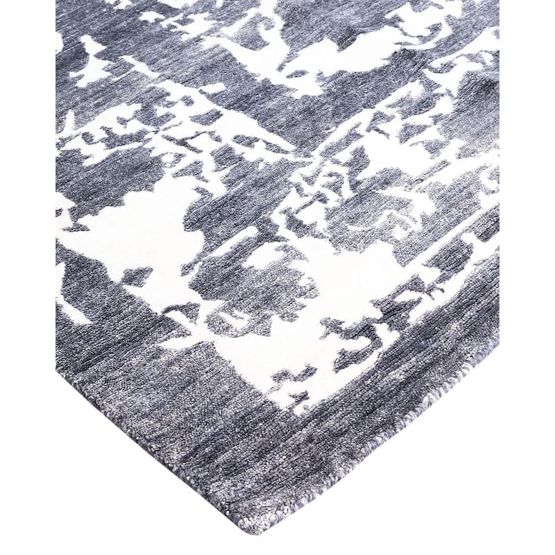 Modern One-of-a-Kind Hand-Knotted Area Rug - Black, 8' 1" x 10' 2" - 8' 1" x 10' 2"
