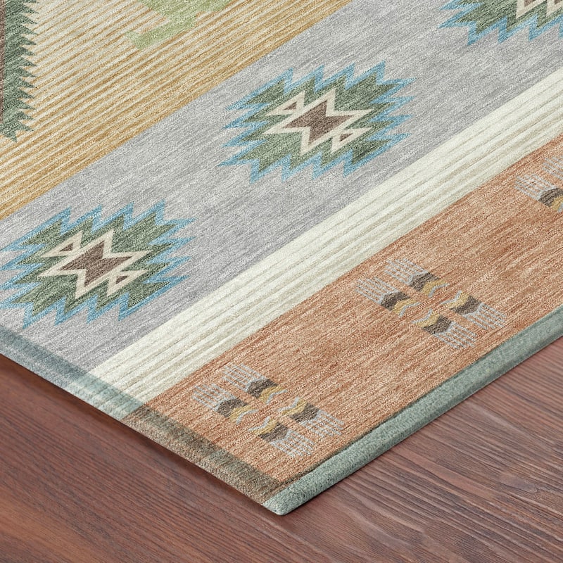 Machine Washable Indoor/ Outdoor Global Chennai Chantille Rug