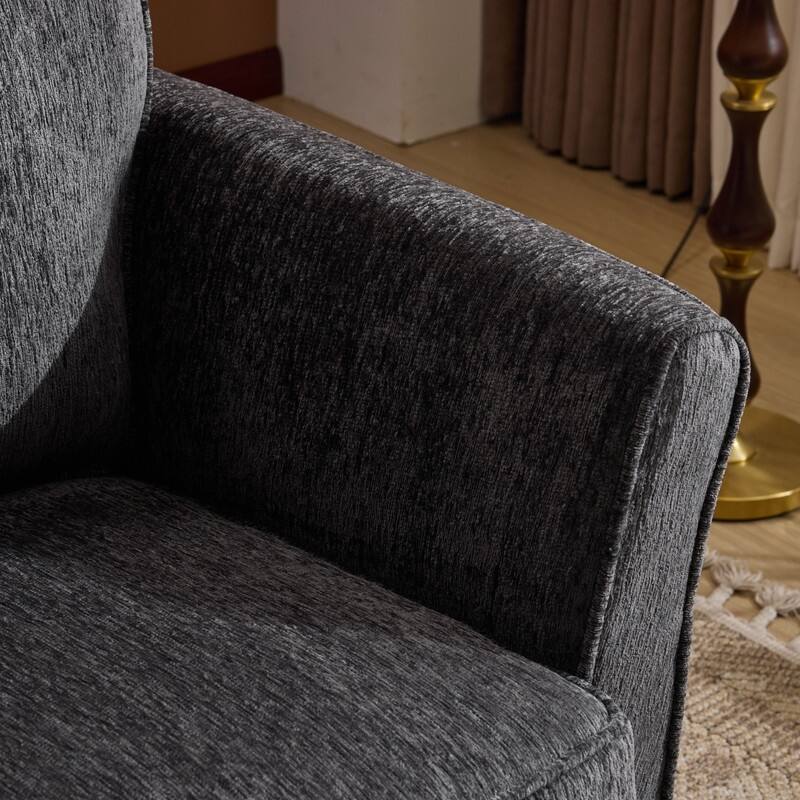 Chenille Loveseat With Floral Arms For Living Room