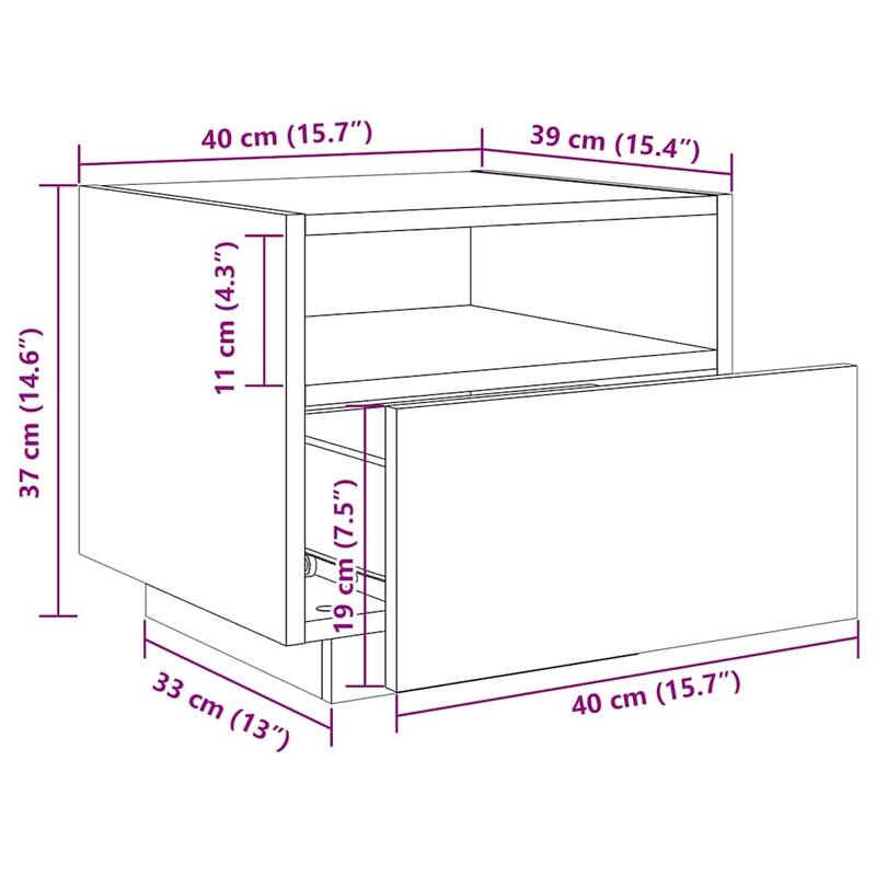 vidaXL Bedside Cabinet Cool White Engineered Wood Compact