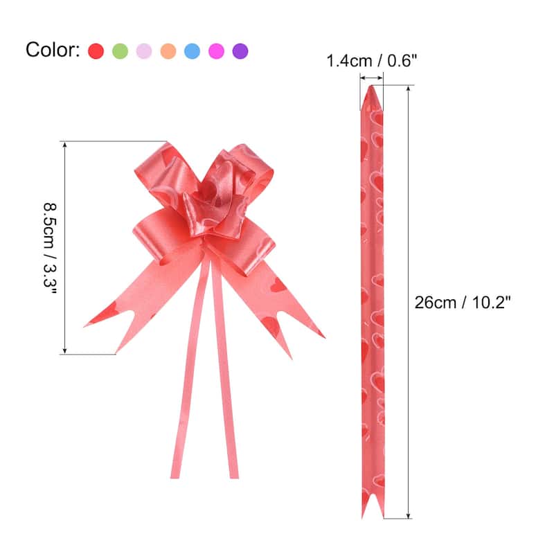 140Pcs 3.3inch Pull Bows Ribbon Gift Wrapping Pull Bow Heart Pattern 7 Colors - Multicolor - Multicolor
