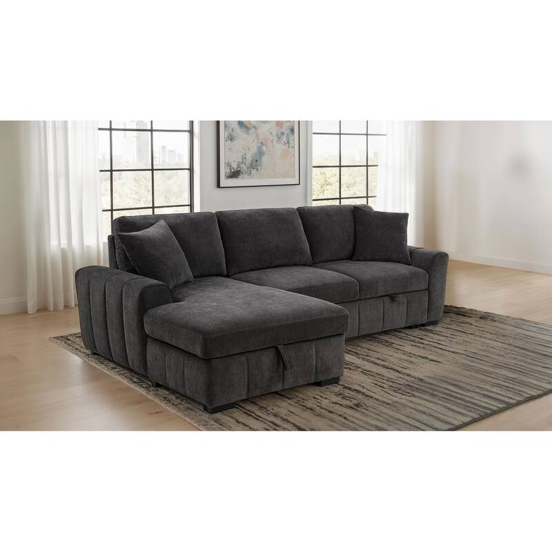 Pastrana Upholstered Sleeper Sectional Sofa LAF Chaise Grey