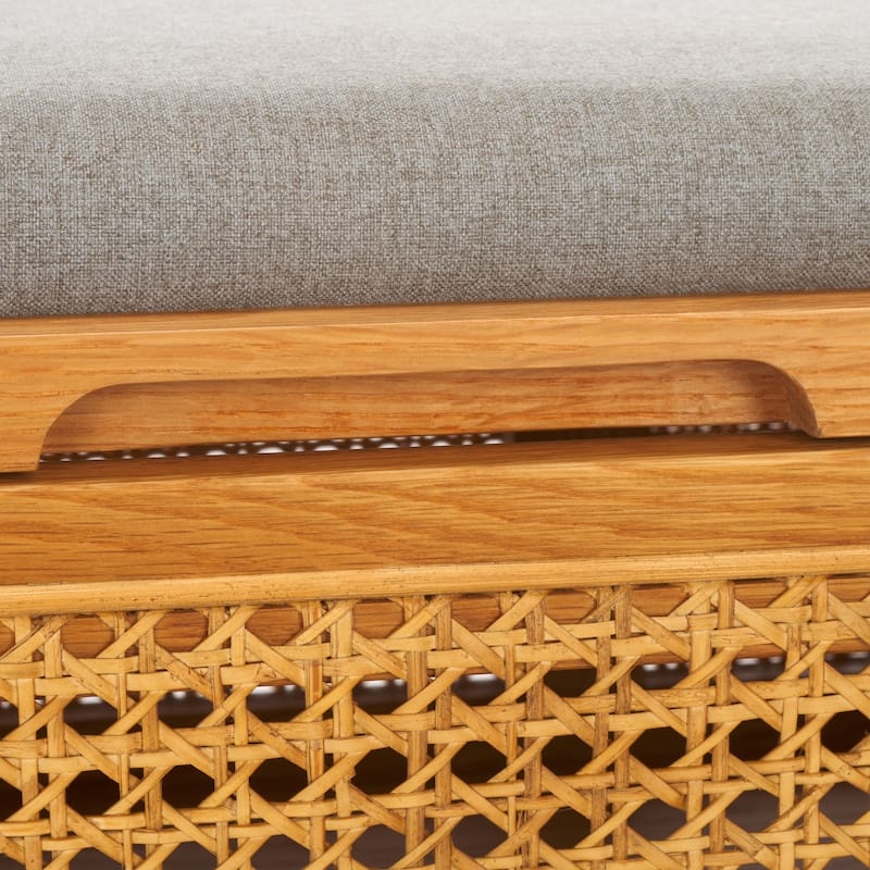 SAFAVIEH Couture Antjelina Grey Cane & Wood Storage Bench - 47" W x 15" D x 19" H - 47Wx15Dx19H