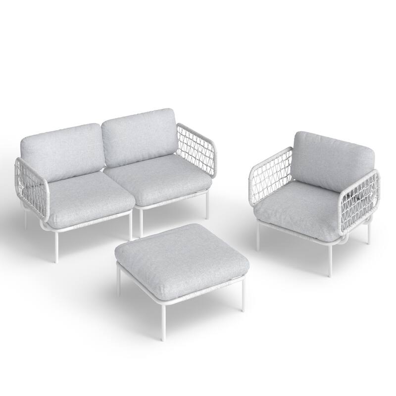 Outdoor Patio Sectional Sofa Set Cushioned Conversation Seating Set