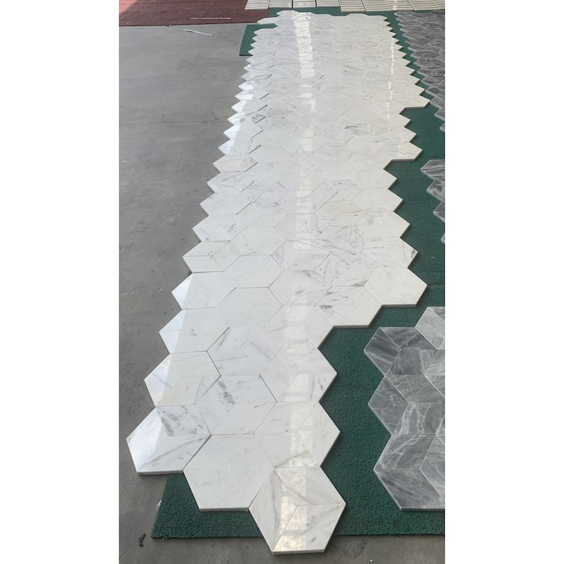 Hexagon Natural Polished Marble Tile for Wall and Floor, 1 Box 12 PCS