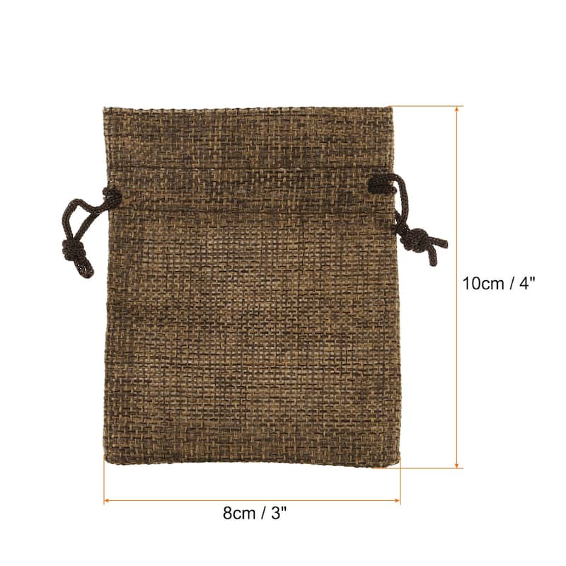 25Pcs Drawstring Burlap Gift Bags 3" x 4" Linen Sack Jewelry Pouches - 3" x 4" - Brown