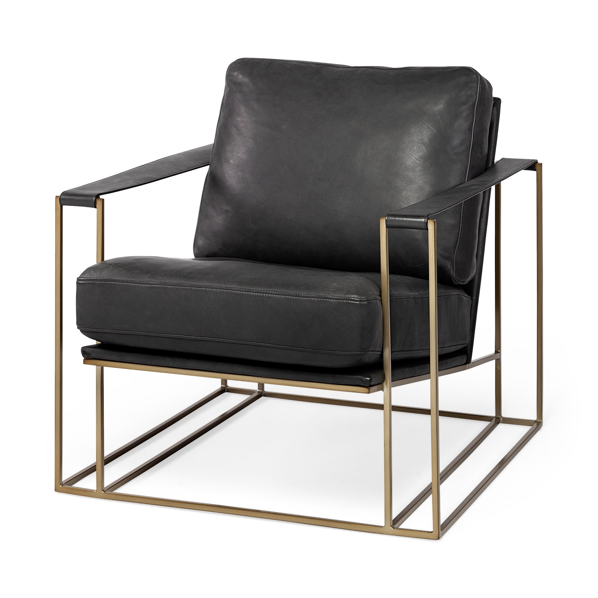 Mercana Watson Leather or Fabric Wrap Gold Metal Frame Accent Chair