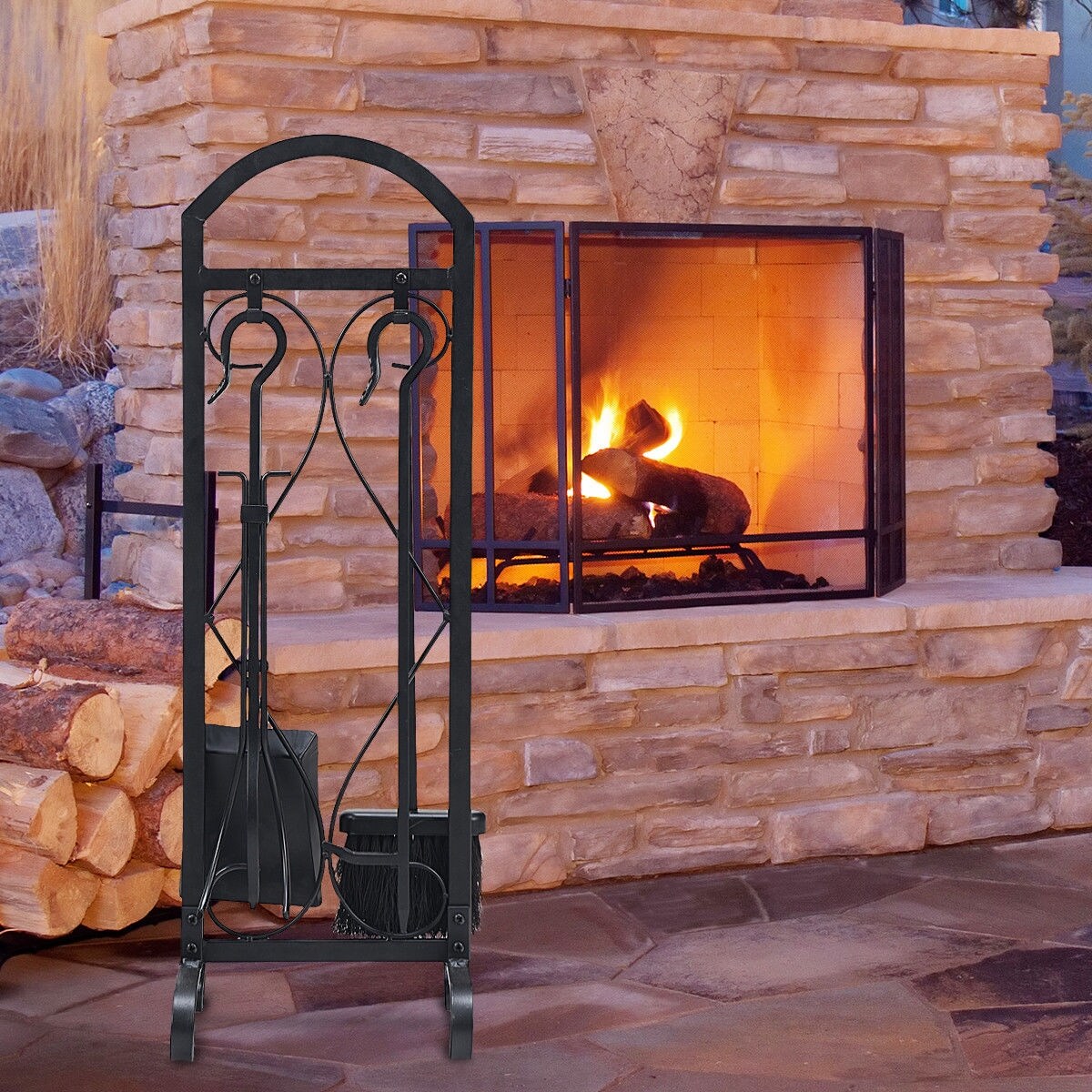 Shop Costway 5 Pieces Fireplace Tools Set Iron Fire Place Tool Set