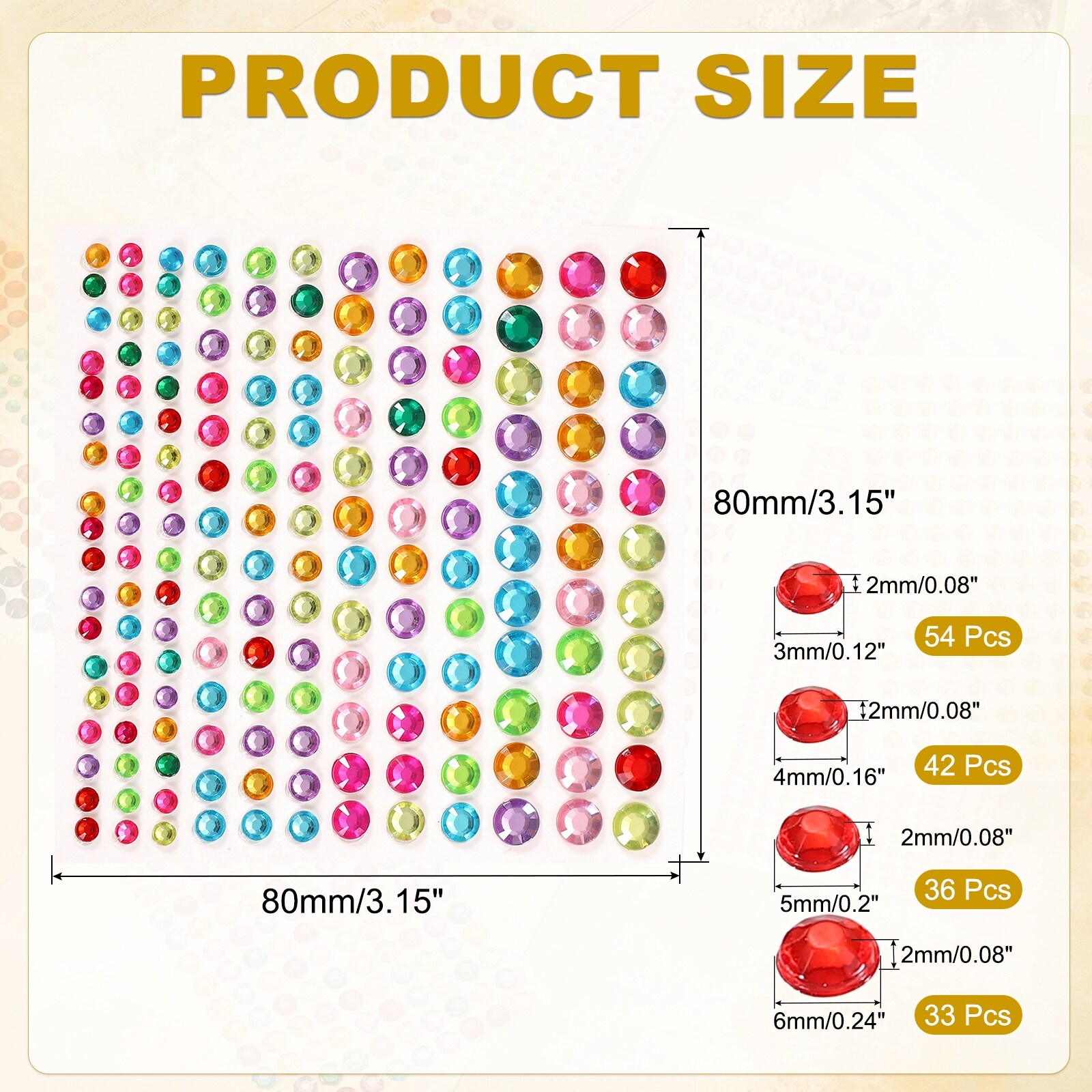 Rhinestone Adhesive Stickers Acrylic Gem Sticker Face Bling Gem Stones Jewel for Nail Craft Clothes Makeup