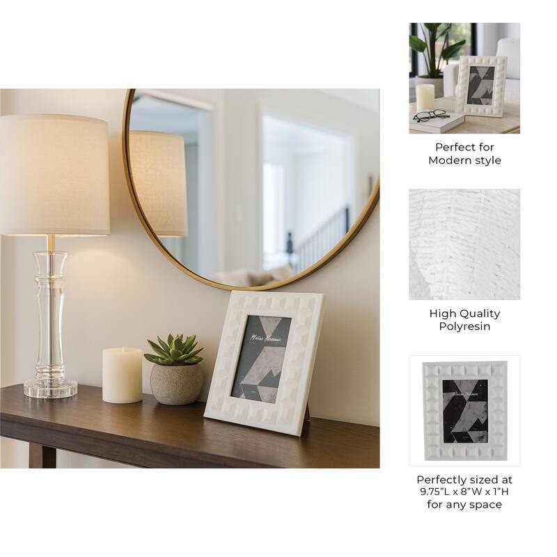 Resin Block Border Decorative Photo Frame - White