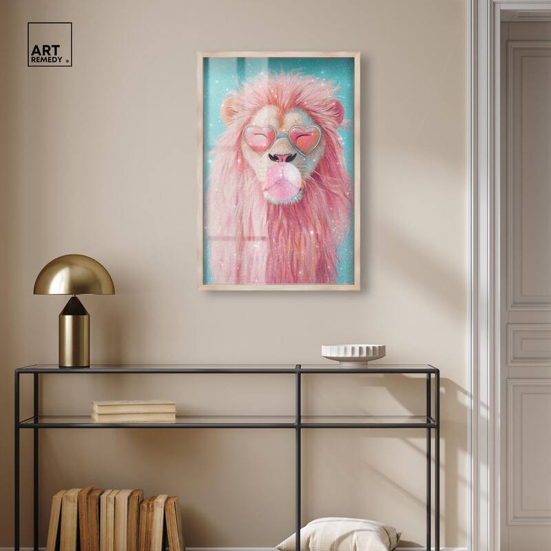 Pastel Lion Bubblegum Shadowbox by Art Remedy
