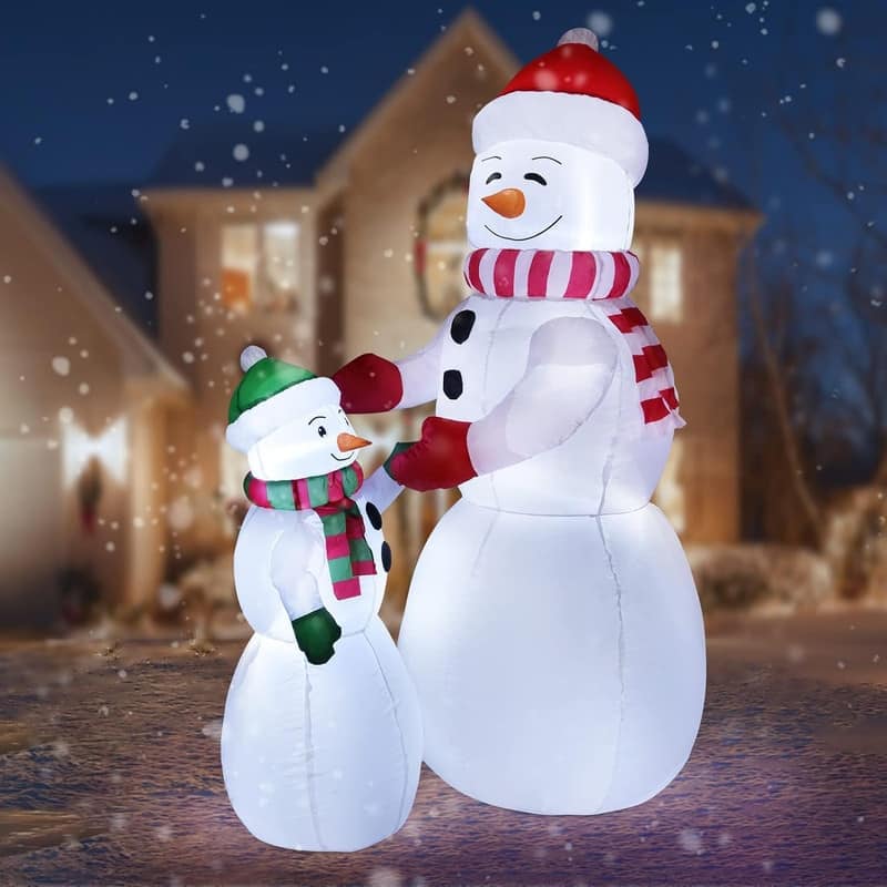 2 Pack 6FT Christmas Inflatable Snowman Outdoor Decorations with LED Lights - White