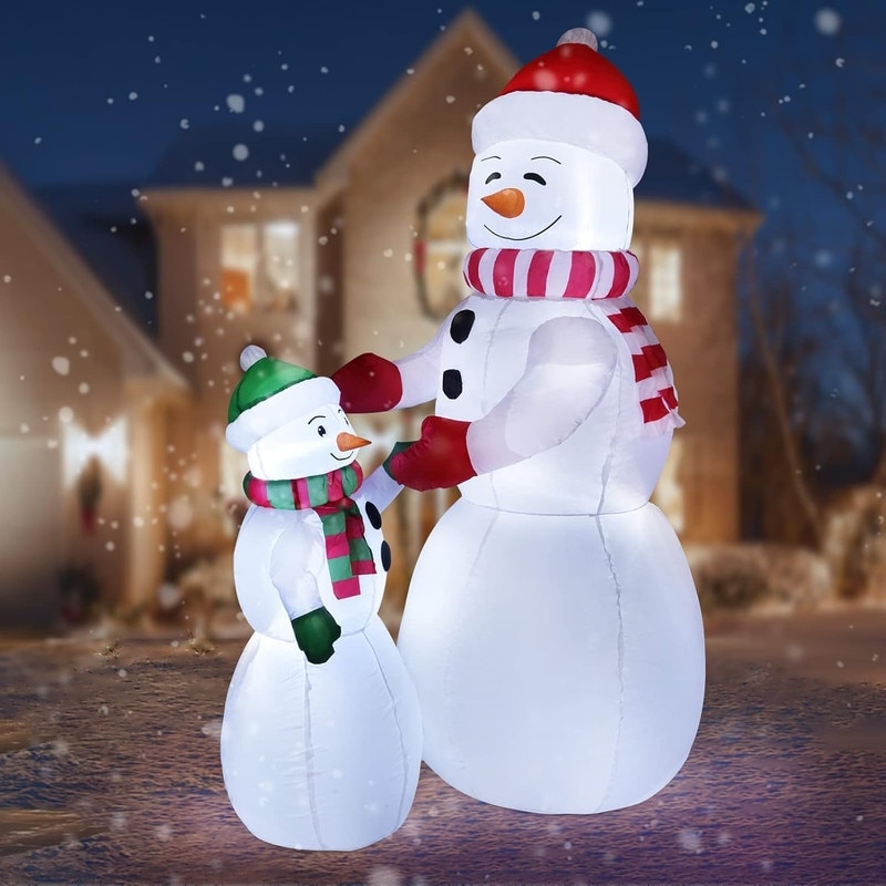 2 Pack 6FT Christmas Inflatable Snowman Outdoor Decorations with LED Lights - White