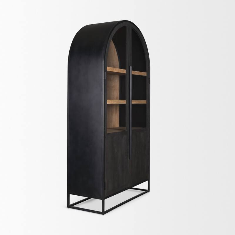 Sloan Black/ Dark Brown Arched Display Dining Cabinet