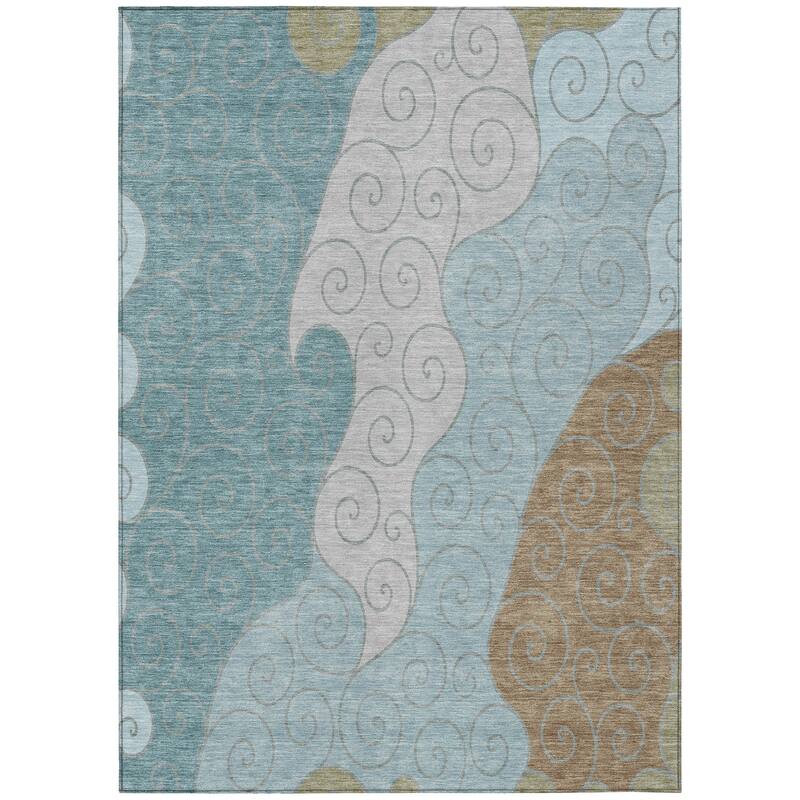 Machine Washable Indoor/ Outdoor Swirly Chantille Rug