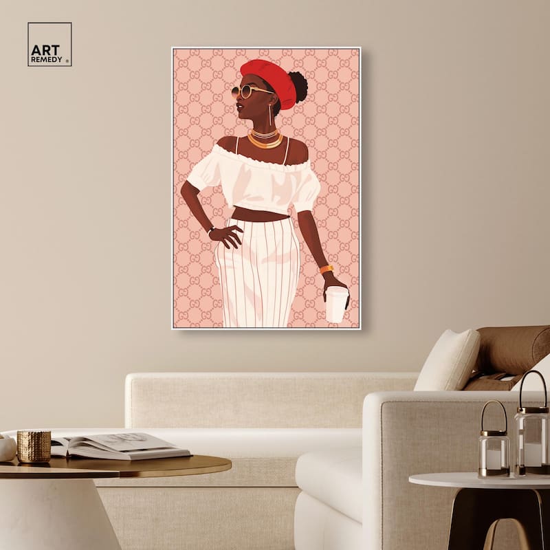 Her Stylish Coffee Look Canvas by Art Remedy