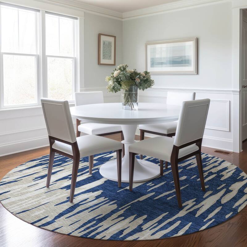 Machine Washable Indoor/ Outdoor Abstract Chantille Rug