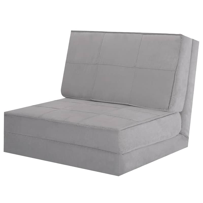 Costway Convertible Fold Down Chair Flip Out Lounger Sleeper Bed Couch - Grey