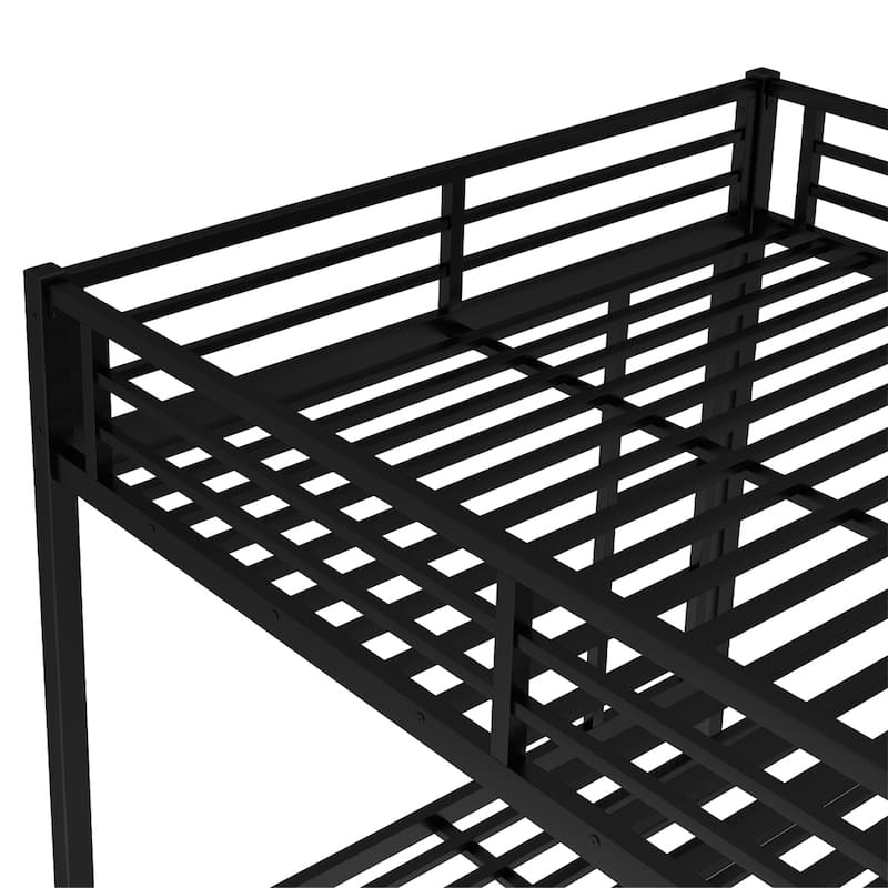 Queen Over Queen Metal Bunk Bed with Twin Size Trundle