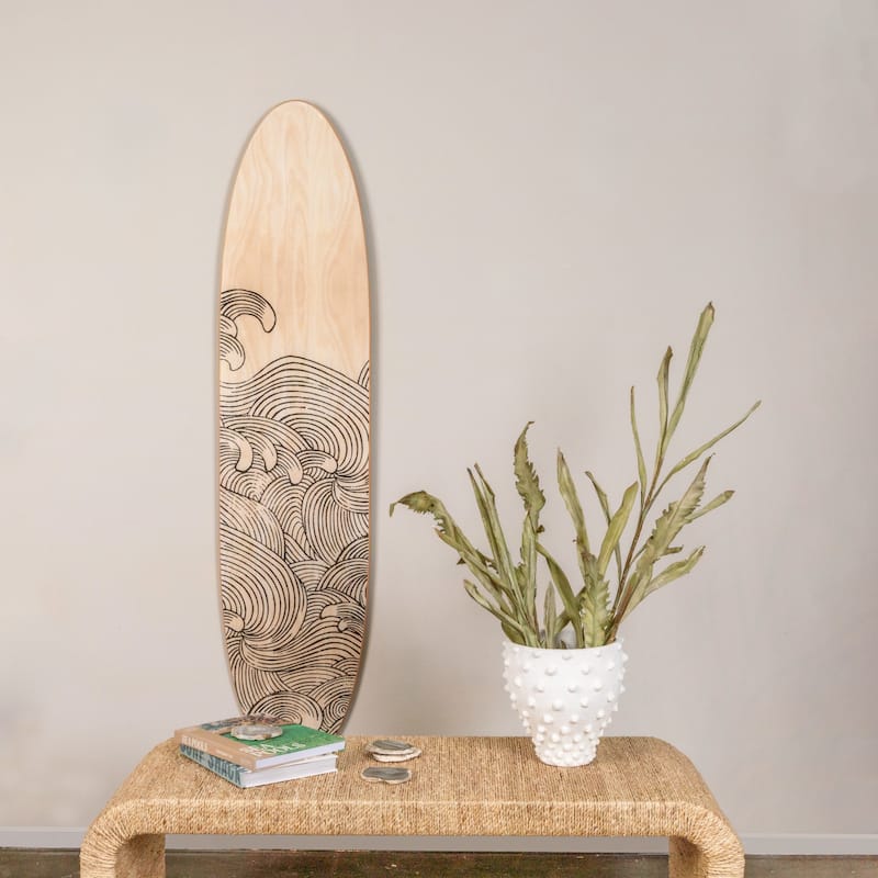 Lacquered Wood Surfboard Wall Décor