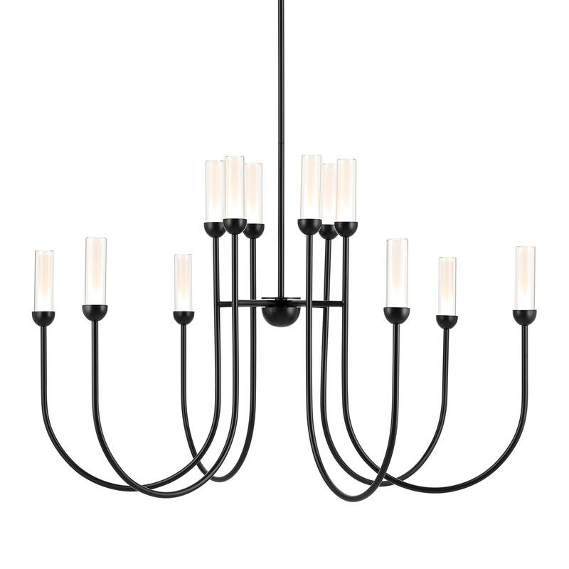 Moraine 40 Inch LED 12 Light 2-Tier Chandelier in Black