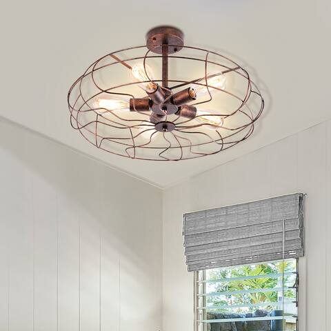 Farmhouse Industrial 5-Light Flush Mount Ceiling Light - 21.7 Inch